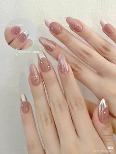 Nails Douyin, Band Nails, Fake Nails Designs, Gel Toe Nails, Hello Nails, Glow Nails, Blush Nails, Pretty Gel Nails, Really Cute Nails