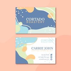 two business cards with abstract shapes