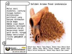 an image of some cinnamon spice on a white background with the words golden aroma food indonesia