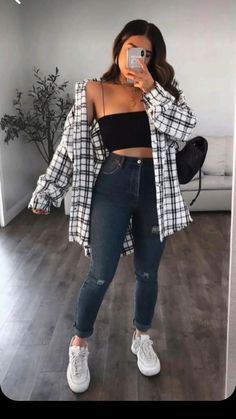 Edgy Fashion Outfits, Mode Ulzzang, Plaid Outfits, Tomboy Style Outfits, Easy Trendy Outfits, Soft Grunge