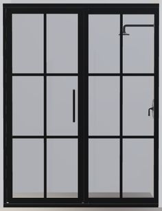 This Gridscape® GS1.2 industrial style grid pattern shower door features 3 vertical columns of clear tempered glass divided light / divided lite window panes and is a true statement piece of the bathroom blending high style and function. They have been widely embraced, not just by designers Gridscape Shower Door, Modern Steampunk, Coastal Shower Doors, Custom Shower Doors, Condo Bathroom, Corner Shower Enclosures, Window Panes, Matte Black Hardware, Rustic Shabby Chic