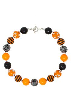 Black & Orange Halloween Bubblegum Necklace - Sparkle in Pink Halloween Colors, Beautiful Halloween, Sparkle In Pink, Bubblegum Necklace, Halloween Necklace, Halloween Outfit, Halloween Jewelry, Rhinestone Bead, Halloween Coloring