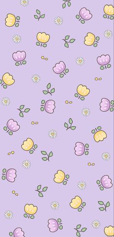 a purple background with flowers and hearts on it