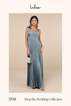 There are so many ways to look sensational, but wearing the Lulus Gorgeous Purpose Slate Satin Pleated Bow Maxi Dress is the easiest! Sleek pleated woven satin shapes this stunning dress that features a sleeveless bodice, a straight neckline, and slender tank straps (with one adorned with a matching pleated bow detail). The high, fitted waist tops a breezy, A-line skirt that cascades down to a sweeping maxi hem. Hidden back zipper/clasp. Fit: This garment fits true to size. Length: Floor length. Bridal Party Dresses, Straight Neckline, Stunning Dresses, Full Skirt, Bow Detail, Guest Dresses, Pleated Dress, A Line Skirt, A Line Skirts