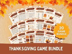 thanksgiving game bundle with 20 games for the family to play in the fall and autumn