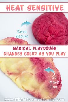 the instructions for how to make an edible playdough with colored food colorings