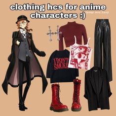 Chuuya Nakahara Clothes Style, Chuuya Nakahara Inspired Outfit, Redcore Outfits, Chuuya Clothes Style, Chuuya Style Outfit, Bsd Style Clothes, Bungou Stray Dogs Outfit Ideas, Chuuya Outfit Ideas