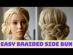 Simple Side Updos For Medium Hair, Side Hair Updos For Medium Hair, Side Knot Hairstyles, Side Buns For Wedding, Wedding Low Buns Elegant, Easy Braid And Bun Hairstyles, Diy Side Updo, Low Side Bun Updo, Easy Side Bun For Long Hair