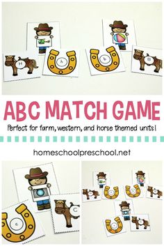 the abc match game is perfect for farm, western, and horse themed unit's