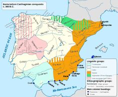 a map of the middle ages with different languages and their major cities in orange, green