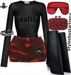 2023 Autumn/Winter New Party High … curated on LTK Black And Red Outfit, 2023 Autumn, Red Outfit, Baddie Outfits Casual, Cute Everyday Outfits