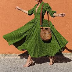 Green Maxi Dress Outfit, Purple Green Outfit, Long Purple Dress, Bishop Sleeve Dress, Bohemian Dresses Long, Women Dresses Classy, Green Maxi, Bishop Sleeve, Maxi Dress Green