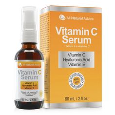 All Natural Advice Vitamin C Serum is made with organic ingredients including Vitamin C, Hyaluronic Acid, Vitamin E, Jojoba, Aloe, Witch Hazel and more, to help moisturize and balance skin. We use the most stable form of Vitamin C, sodium ascorbyl phosphate, which is highly effective and can easily absorb into the deep layers of your skin, leaving your face feeling smooth, firm and radiant!  For best results apply to freshly cleansed skin in the morning and at night. Follow Serum application with a moisturizer. All Natural Advice is a proud Canadian company who is focused on skin care solutions to keep skin looking youthful. We are a proud member, registered and approved by Leaping Bunny, an internationally recognized association dedicated to certifying cruelty free skin care. Reverse Aging Skin, Organic Serum, Vitamin C Face Serum, Anti Aging Vitamins, Creme Anti Age, Serum For Face, Organic Vitamins, Pipettes, Aging Cream