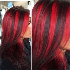 Highlights Hairstyles, Red Hair With Highlights, Red Brown Hair, Black Hair With Highlights