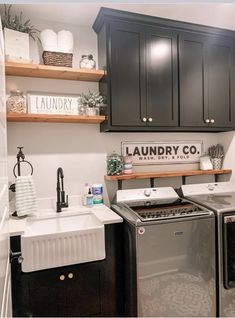 a washer and dryer in a small laundry room