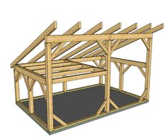 a wooden frame with the roof open