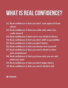 a red poster with the words what is real confidence?