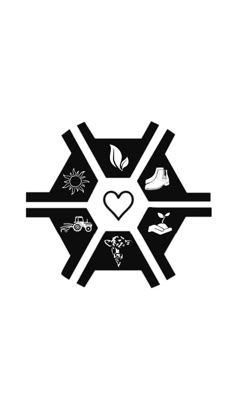 a black and white logo with different symbols in the shape of an x on it