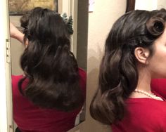 1940 Hair With Bangs, Flip Ends Hairstyle Long Hair, Long 1940s Hair, 1920s Curly Hair, Short Vintage Hairstyles, 1940s Curls, Easy 50s Hairstyles, 50s Hair, Filipino Hair