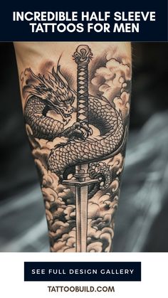 A stunning collection of half sleeve tattoos for men that exemplify boldness and meaning, featuring eye-catching designs. This pin showcases 1 captivating image representing diverse tattoo styles.