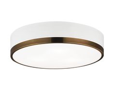 Matteo Canada - Three Light Flush Mount - Trydor - White & Aged Gold Brass- Union Lighting Luminaires Decor Modern Flush Mount, Hallway Lighting, Chrome Colour, Ultra Modern, Flush Ceiling Lights, White Band, Gold Glass, Gold Brass, Bedroom Lighting