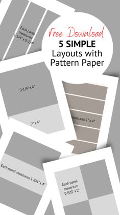 the 5 simple layouts with pattern paper for photoshopping and texturing are shown