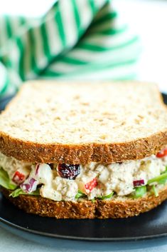 a close up of a sandwich on a plate