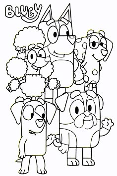 an image of cartoon characters coloring pages