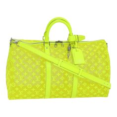 Louis Vuitton Keepall Bandouliere 50 Yellow Canvas Travel Bag (Pre-Owned) Canvas Travel Bag, Utility Bag, Louis Vuitton Keepall, Boston Bag, Name Tag, Birkin Bag, Monogram Canvas, Dior Bag, Ysl Bag