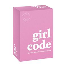 a pink box with the words girl code printed on it's front and side