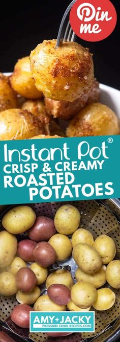 an advertisement for roasting potatoes with the title instant foot crisp and creamy roasted potatoes