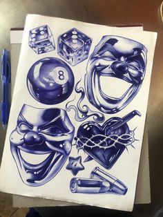 a drawing of some different types of masks