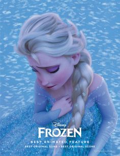 an image of a frozen princess sitting in the water with her hands on her chest