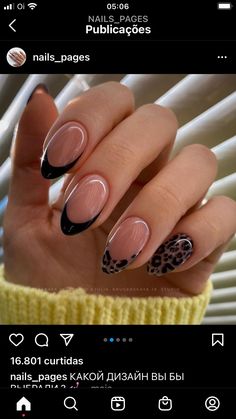 Leopard Tip Nails Almond, Oval Leopard Nails, Nails Print Animal, Animal Print Uñas, Leopard Print Tattoo, Uñas Animal Print, Short Fall Nail Designs, Short Fall Nail, Nail Designs Fall