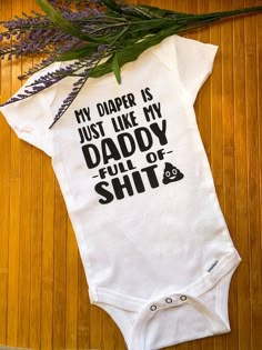 Full of Shit Just Like dad Funny dad onesies Funny Baby | Etsy Onesie Ideas, Funny Baby Shower Gifts, Funny Baby Gifts, Cricut Baby, Funny Baby Clothes, Funny Onesies, New Baby Announcements, Unique Baby Shower Gifts