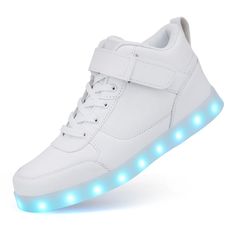 PRICES MAY VARY. HIGH QUALITY MATERIAL:The LED light up shoes is made of top grade PU leather with cotton fabric lining, soft, mesh for more breathable, delivering a max comfort for wearing. LIGHT MODES:red,green,blue,yellow,skyblue,purple,white(7 Static Colors + 4 Dynamic Modes. HIDDEN SWITCH:Hidden light up switch button, Press it to switch on.With each press to change the light mode,Long press 3 seconds to turn off, at the same time the hidden button will not affect your comfortable wearing e Hidden Light, Light Up Sneakers, Led Shoes, Light Up Shoes, Rechargeable Light, Dancing Shoes, Rubber Shoes, High Top Shoes, Up Shoes