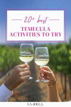 A pair of wine glasses raised in a vineyard, celebrating the best activities in Temecula wine country. California Itinerary, Old Town Temecula, California With Kids, Hot Air Balloon Adventure, Hot Air Balloon Festival, Temecula California, Hot Air Balloon Rides, Air Balloon Rides, Casino Resort