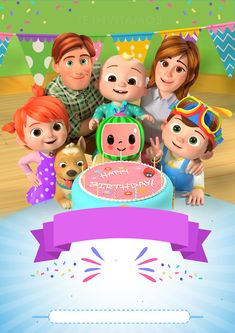 there is a birthday cake with the characters on it