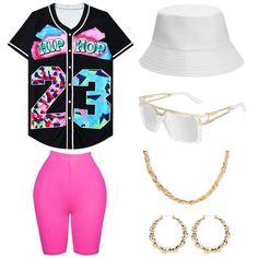 Women's 90s Outfits, 90s Baseball, Hiphop Style, Baseball Accessories, Hip Hop Costumes, Outfit For Women, Unisex Clothes, Baseball Jersey Shirt, 90s Outfit