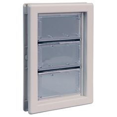 an open white wall mounted cabinet with three drawers