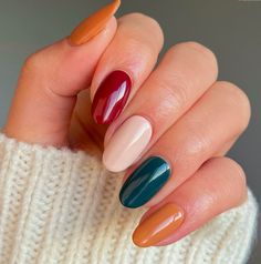 more in telegram November Nails Fall, Multicolored Nails, Fancy Nail Art, Boho Nails, Simple Fall Nails, November Nails, Fall Gel Nails, Thanksgiving Nails, Nail Swag