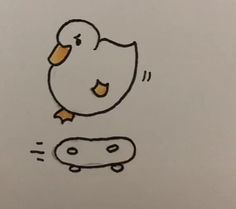 a drawing of a duck floating in the air