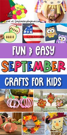 some crafts for kids to make with paper plates and other items that include pumpkins, leaves