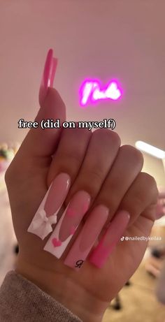 Nail Pic With Boyfriend, Nails Inspo For Beginners, Nail Ideas Acrylic Long, Pretty Long Nails Acrylic, Baddie Nails Acrylic Pink And Black, Van Cleef Nails, Cute Square Acrylic Nails, Long Square Acrylic Nails Pink Birthday, Baddies Nails Short