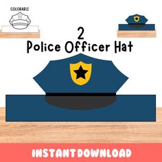 These Printable Police Officer Paper Hats are  great for parties and perfect for classroom activities!  The files you receive will be 300 dpi high resolution PDF Files, which will be  8.5x11   IMPORTANT  This is a digital download, NO PHYSICAL ITEM will be shipped to you  ----------------------------------------------- ♡ PLEASE NOTE Due to monitor & printer settings, colors may print different than they appear on your screen.  All prints are for personal use only. Do not resell or share purchase Police Officer Hat, Police Hat, Paper Hats, Hat Patterns Free, Paper Hat, Classroom Activities, Hat Pattern, Police Officer, All Print