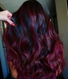 Black Hair With Red Highlights, Pelo Color Vino, Black Cherry Hair Color, Black Cherry Hair, Cherry Hair Colors, Wine Hair Color, Hair Color Plum, Plum Hair