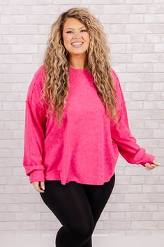 Chic Soul plus size clothing, pink acid wash top with cuff sleeves Comfortable Pink Tops For Spring, Oversized Tops With Soft Texture, Comfy Cotton Soft Knit Tops, Comfy Soft Knit Cotton Tops, Relaxed Cozy Fit Tops For Loungewear, Comfy Soft Knit Tops For Spring, Comfy Soft Knit Tops With Relaxed Fit, Pink Long Sleeve Comfy Top, Comfy Long Sleeve Pink Tops