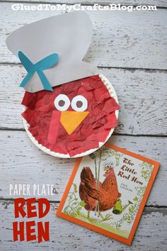 paper plate red hen craft for kids to make