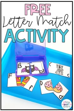 the science of reading and centers with pictures of animals, letters, and numbers in blue tray