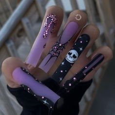 Halloween Nail Inspiration, Gangster Nails Designs, Bday Nails, Bad Nails, Pedi Ideas